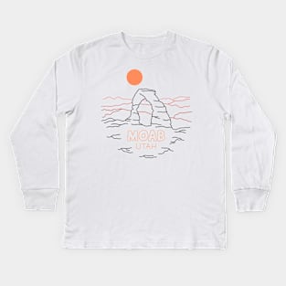 Moab Utah Line Art Kids Long Sleeve T-Shirt